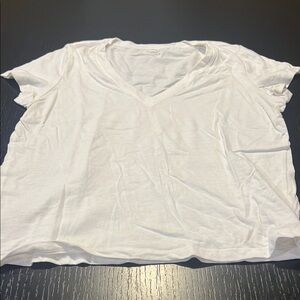 Classic White V-Neck Women's Top Medium